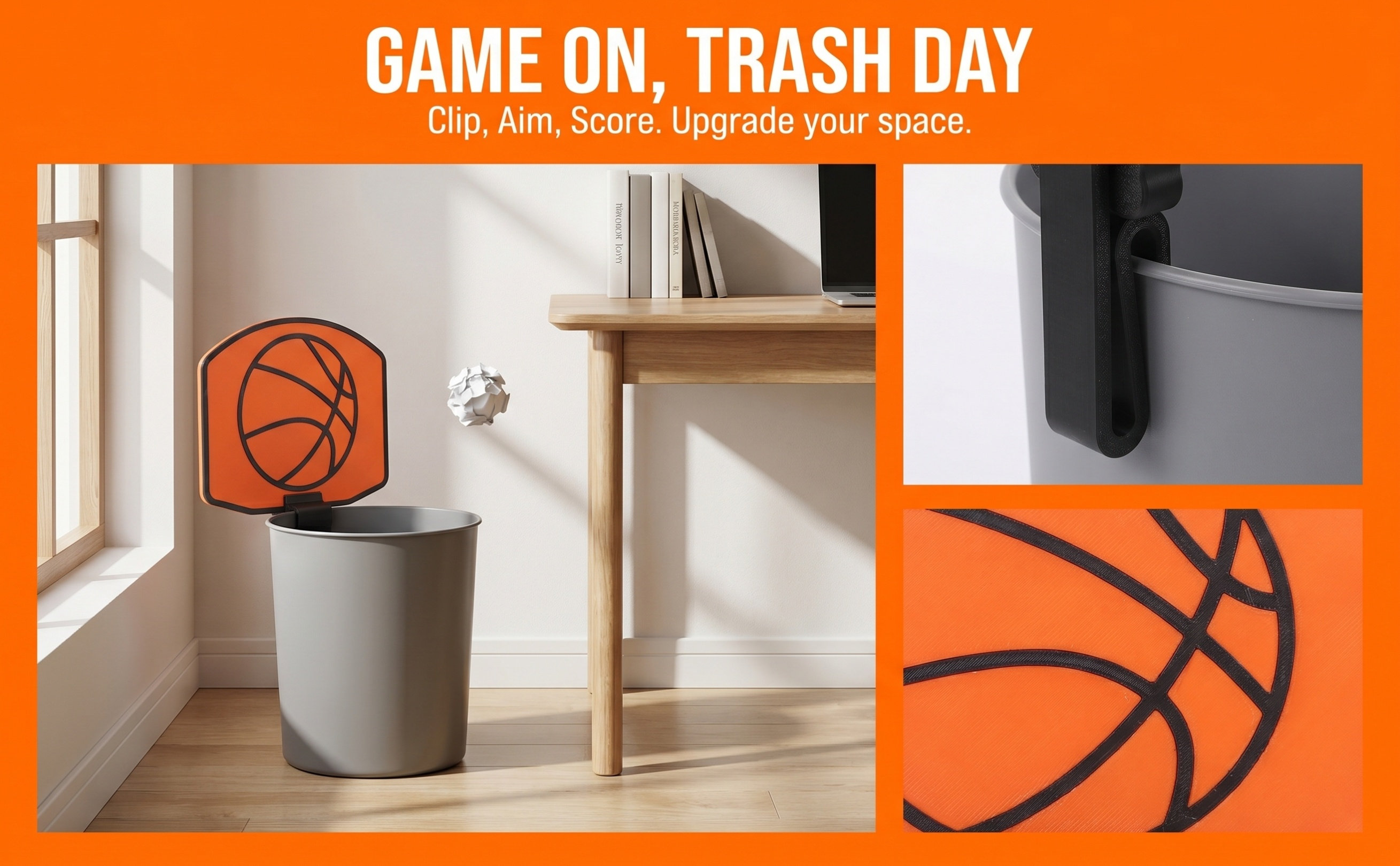 Basketball Hoop - Mini-Basketballkorb zum Aufklippen mit elegantem Rückwand