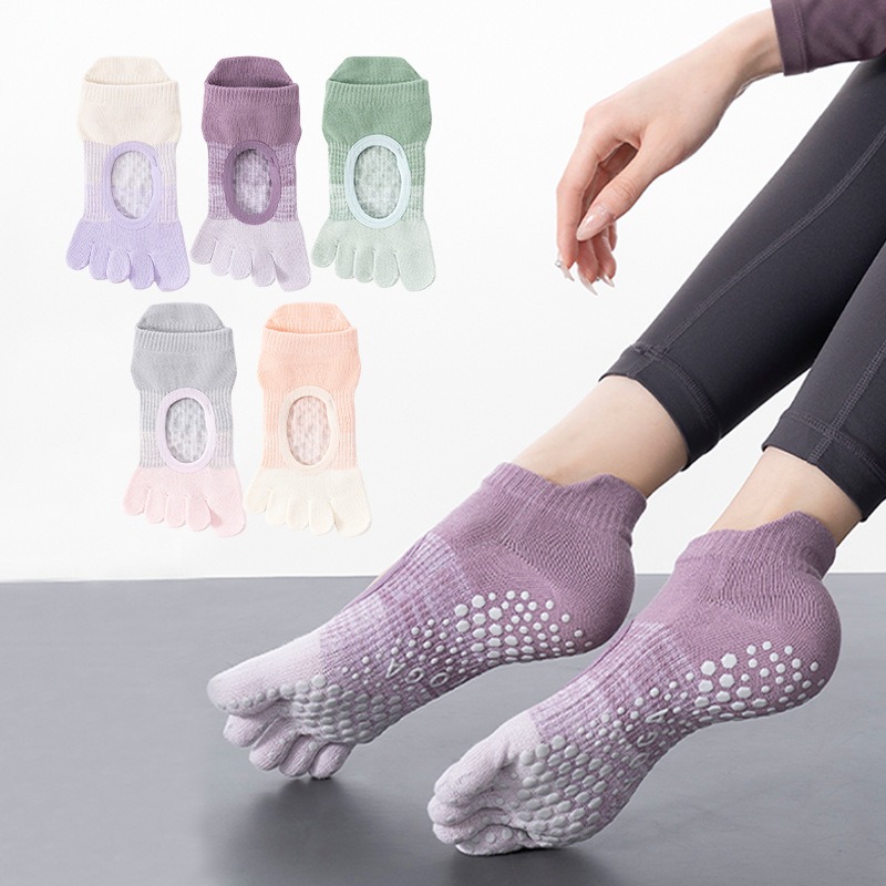 Jump Rope - Damen-Yoga-Socken mit fünf Zehen, rutschfeste Fitness-Kurzsocken,